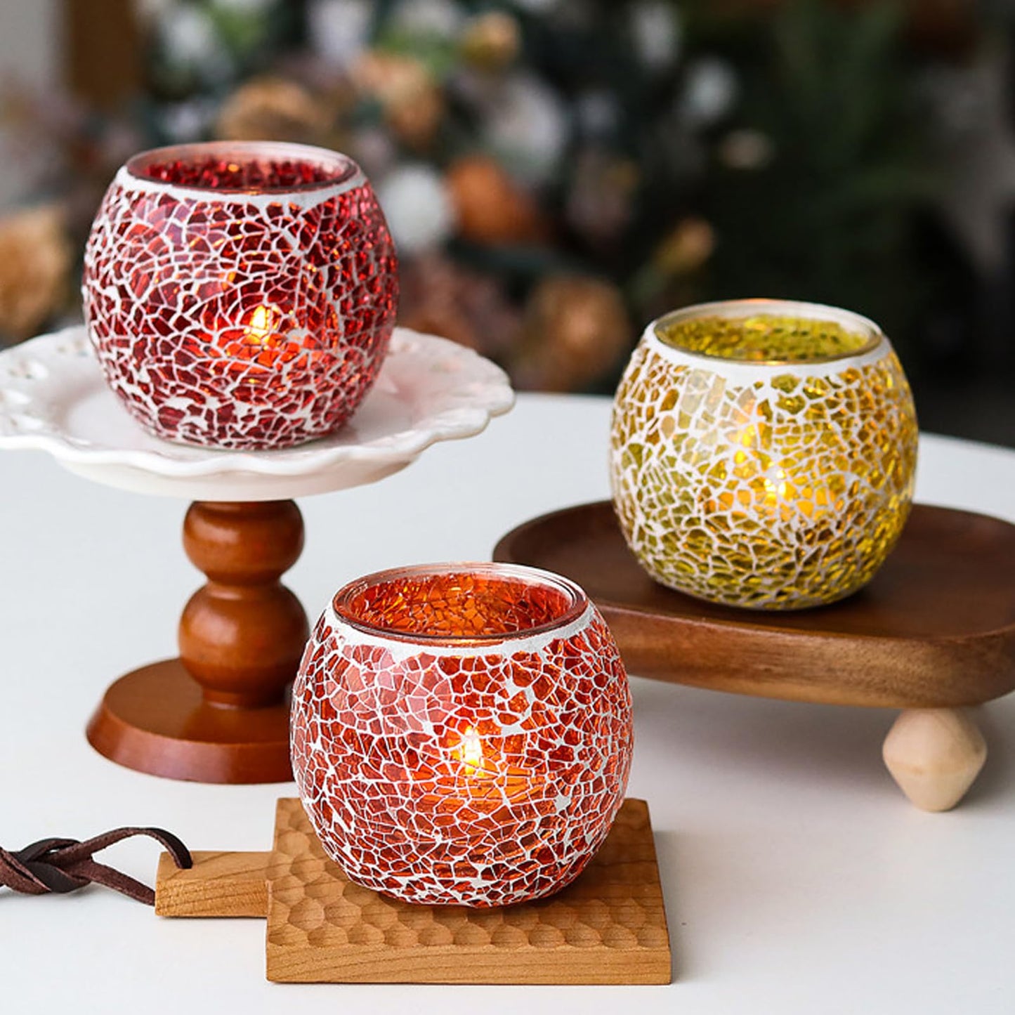 Crimson Red Glass Votive Candle Holder – Crackle Votive Style, Perfect for Table Centerpieces, Weddings & Home Decor (1 Pack)