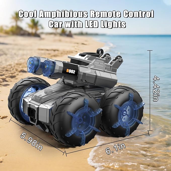 3-in-1 Remote Control Car RC Boat &amp Water Gun Amphibious Remote Control Car 4WD All-Terrain RC Cars Gesture Sensing Rc Stunt Car RC Trucks Toys Birthday Gifts for 8 9 10 11 12 Year Old Boys
