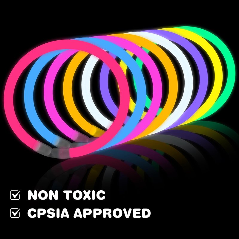 YixangDD 500 PCS Ultra Bright Glow Sticks, 8 Inch Glow Sticks Bulk Party Pack, Light Up Sticks for Glow Bracelets, Necklaces, Concerts, Christmas, Party Supplies with 500 Connectors