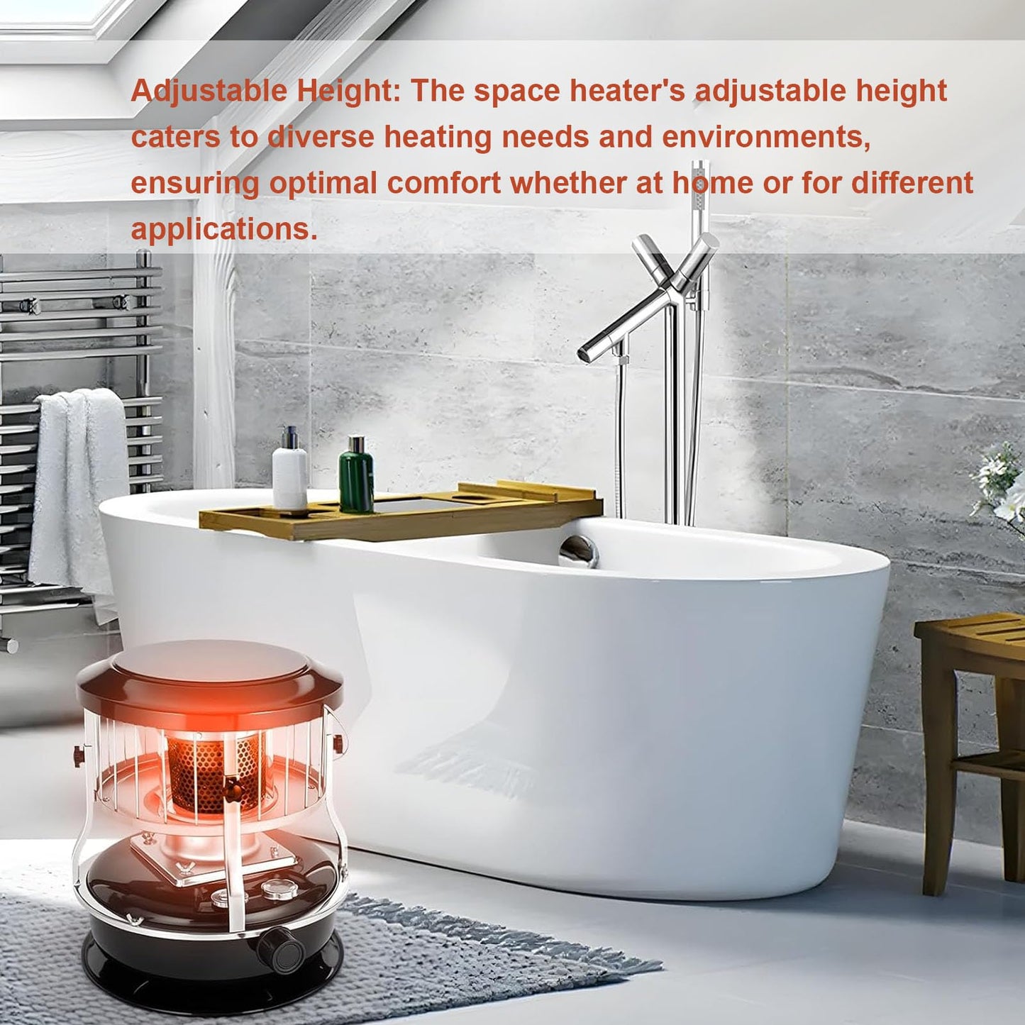 Portable Kerosene Heater, 9000 BTU Radiant Space Heater Adjustable Height Non Electric Indoor Heater with 4.6L Fuel Tank, for Garage Camping