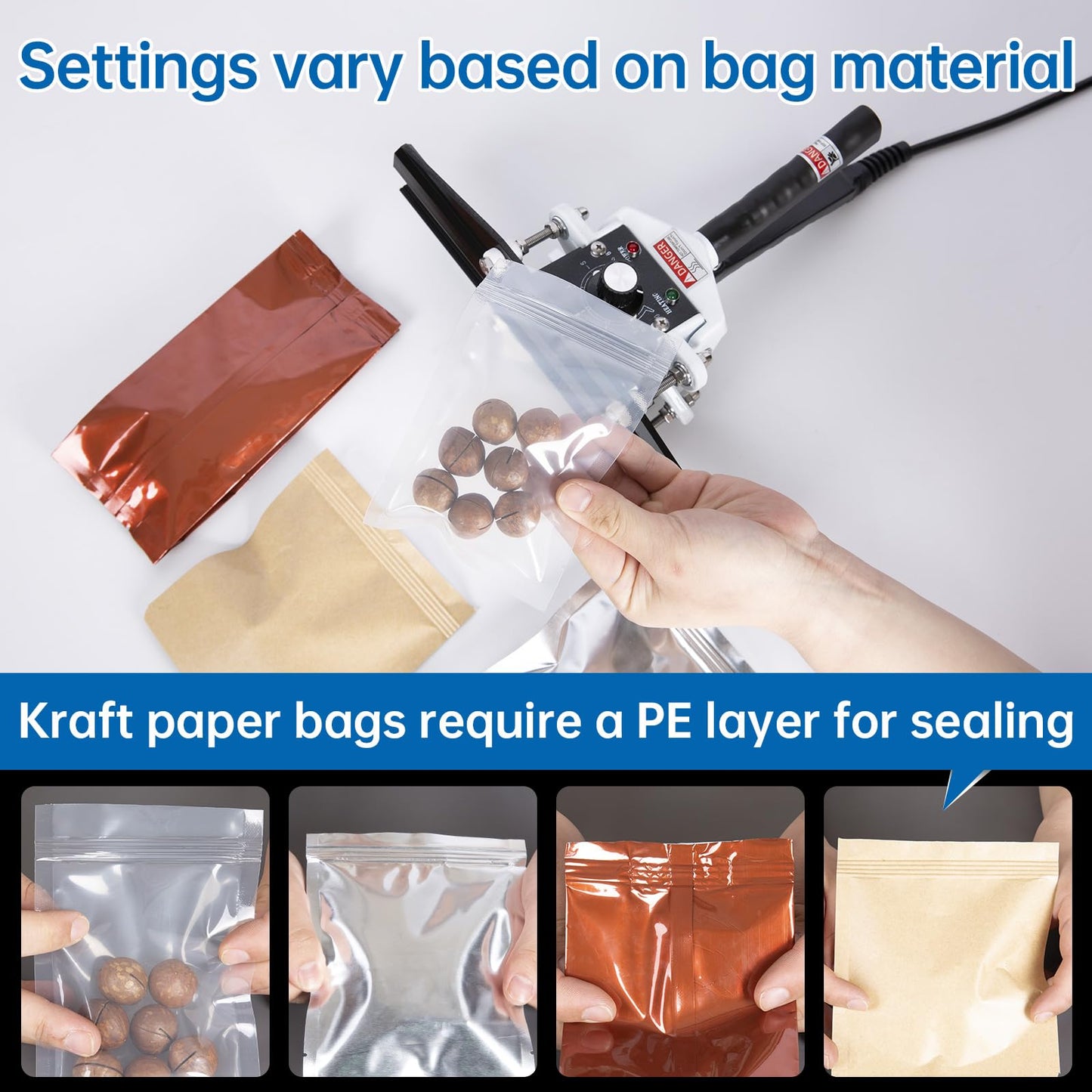 R-PACK Portable Hand Held Heat Sealer Machine-R-PACK FKR-400, 16 Inches, For Foil Bag, Kraft Bag, Mylar