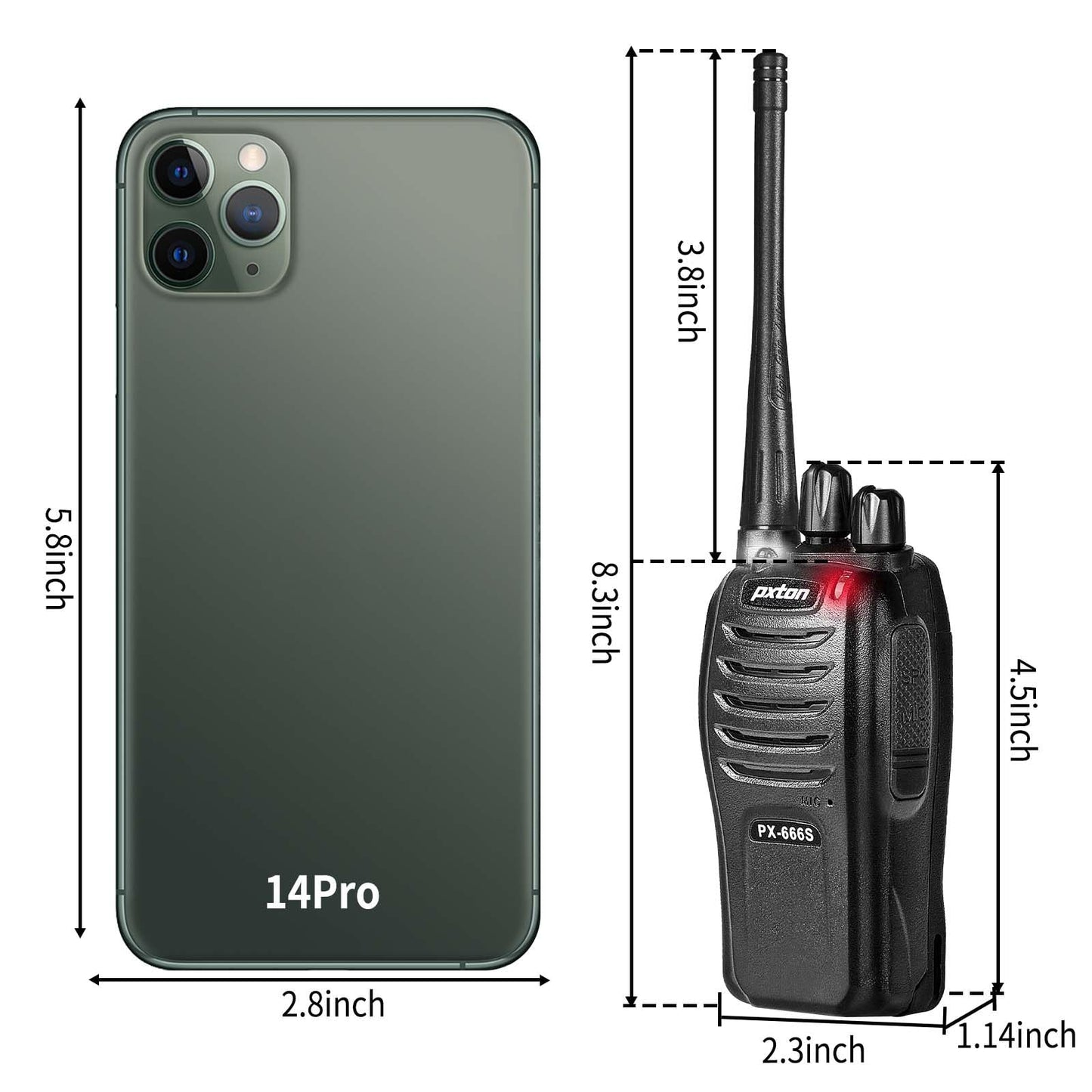 pxton 666S walkie talkies Long Range Rechargeable for Adults with Headphones and Li-ion Battery,2 Way radios has VOX/Noise Reduction/TOT/Flashlight/Monitoring/Scan Function（4 Pack）