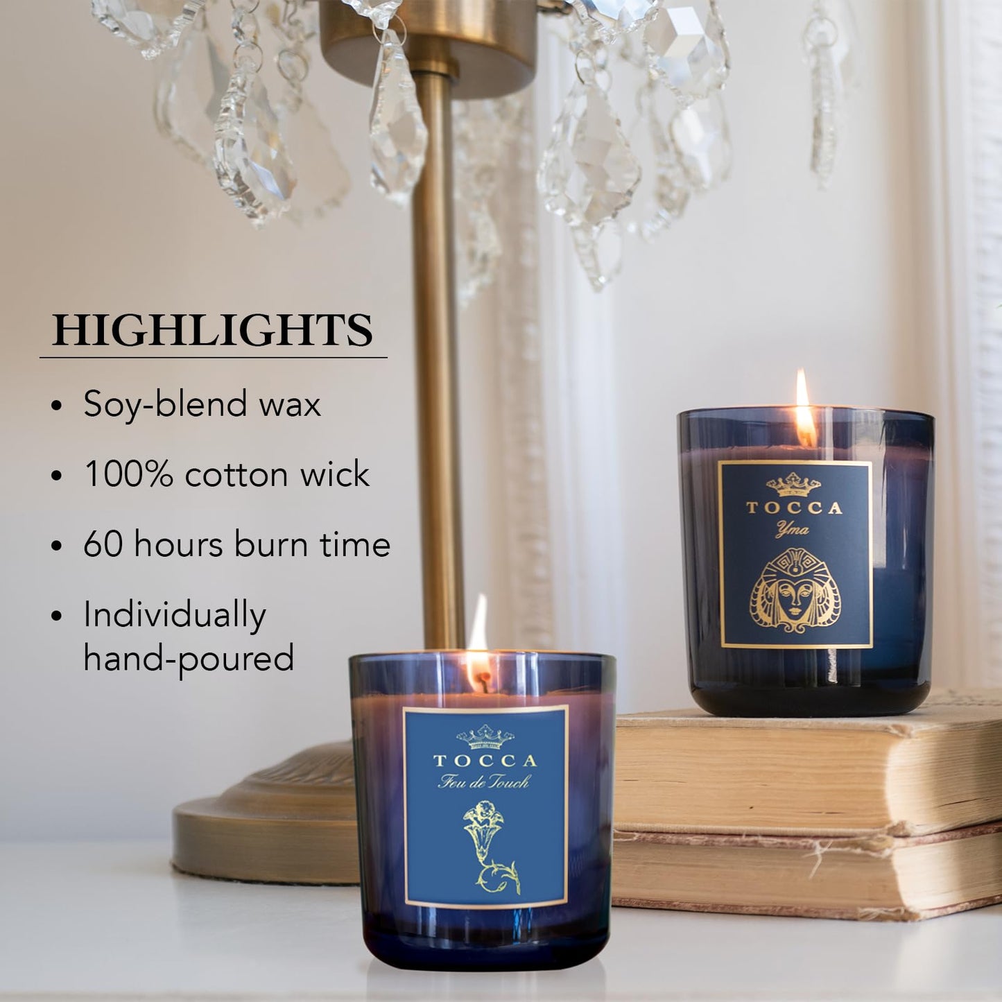 TOCCA Marrakesh 10oz Candle - Patchouli & Amber Scented, Hand Poured Soy-Wax Blend with 100% Cotton Wick, 60 Hour Burn Time
