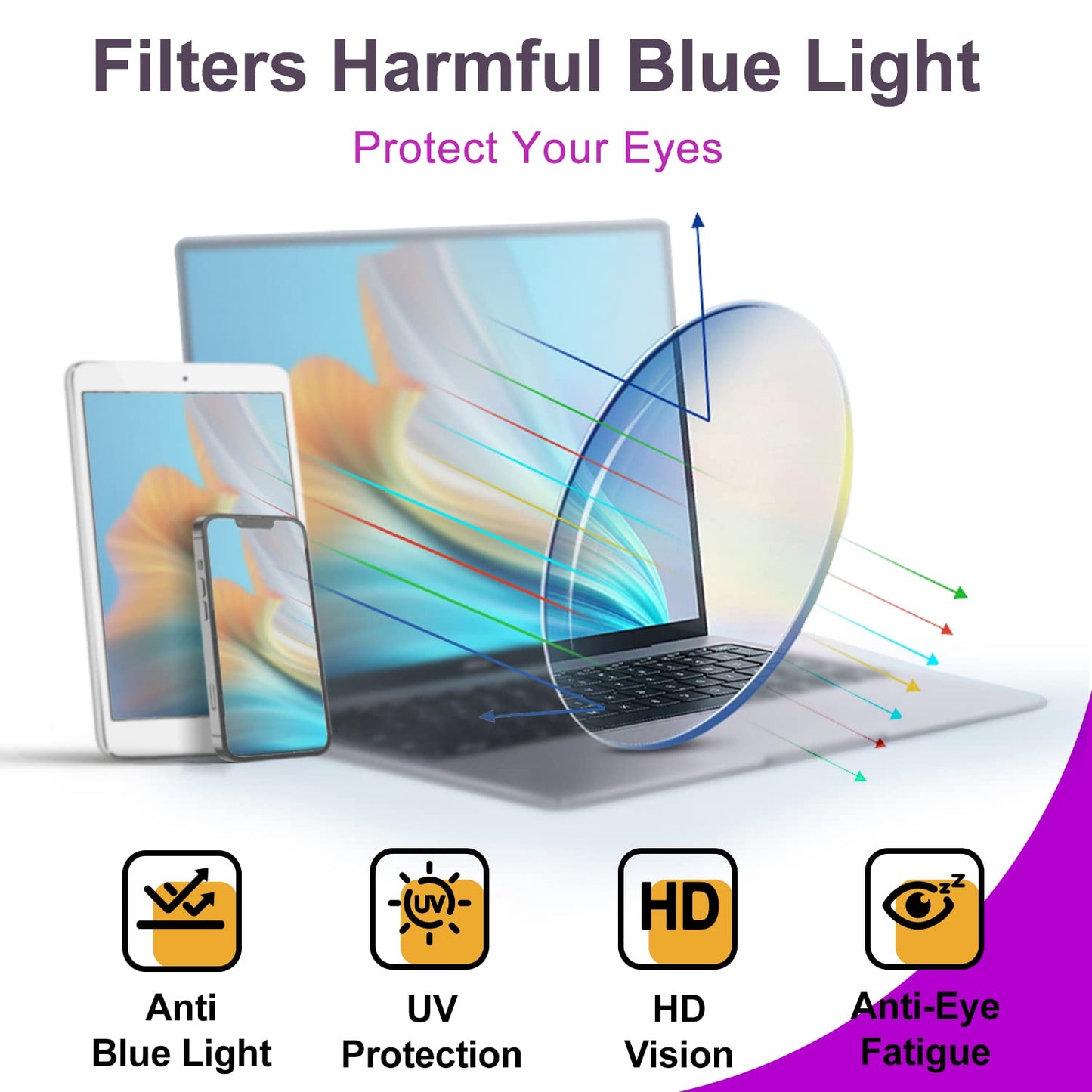 VISOONE Anti Slip TR90 Blue Light Blocking Glasses Size M Eyewear Frame with Anti Glare Eye Protection for Women GaeL