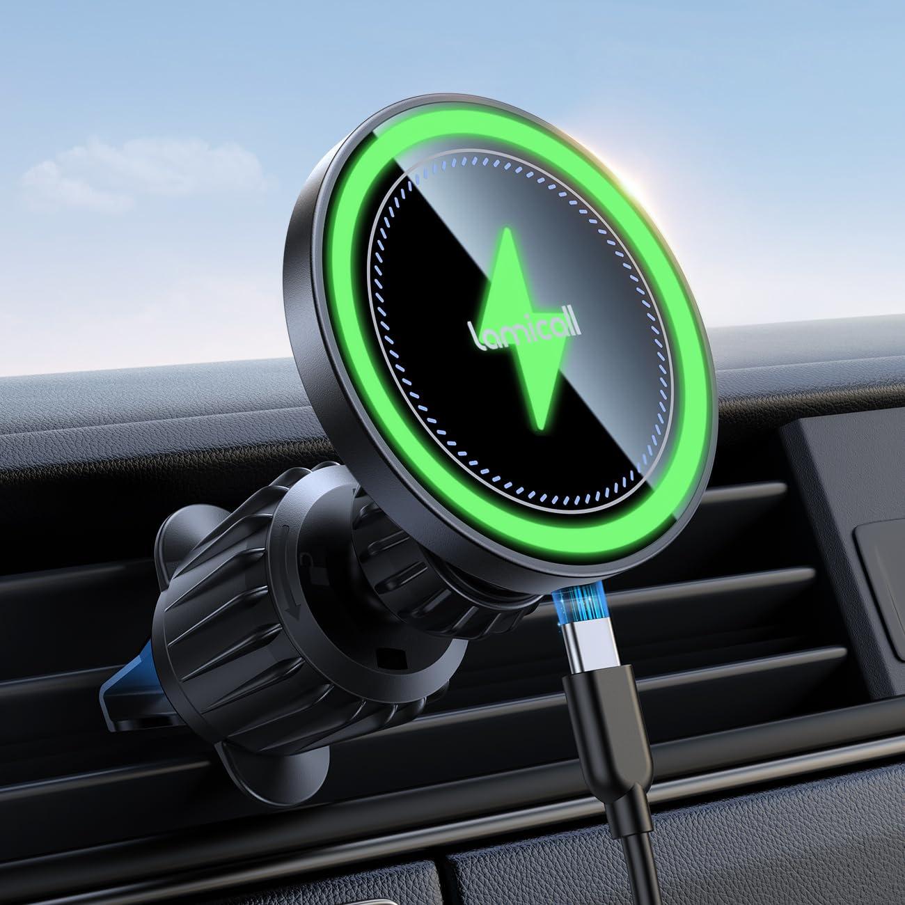 Lamicall for MagSafe Car Mount Charger - [2025 Ultra Magnet] 15W Wireless Car Phone Holder Charger - HandsFree Magnetic Phone Holders for Your Car Vent for iPhone 16 15 14 13 Pro Max Mag Safe Case