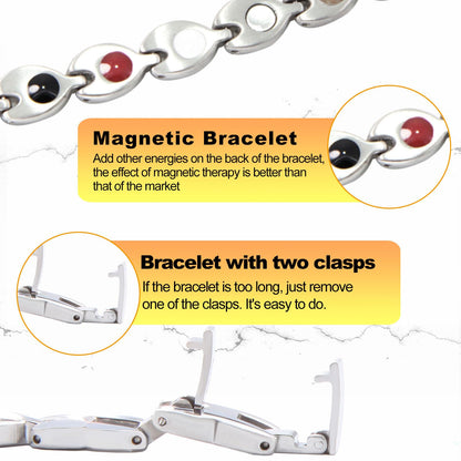 KYOSI Magnetic Bracelets for Women Stainless Steel Womens Magnet Bracelet Leaf Shape Fashion Christmas Gift (Silver&Gold, 7.87 inches)