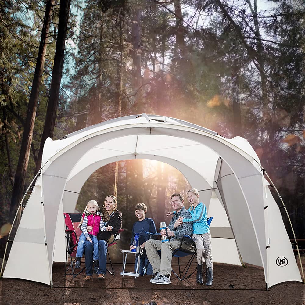 UNP Easy Beach Tent Pop Up Canopy UPF50+ Tent with Side Wall, Ground Pegs, and Stability Poles, Sun Shelter Rainproof, Waterproof for Camping Trips, Backyard Fun, Party Or Picnics (10x10 ft, White)