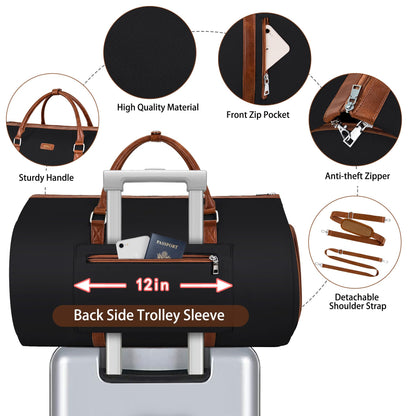 Convertible 2-in-1 Garment Bags for Travel, 50L Carry On Garment Duffle Bag With Shoe Compartment Large Weekender Bag for Women Men Hanging Suitcase Suit Travel Duffel Overnight Bags 4pcs Set
