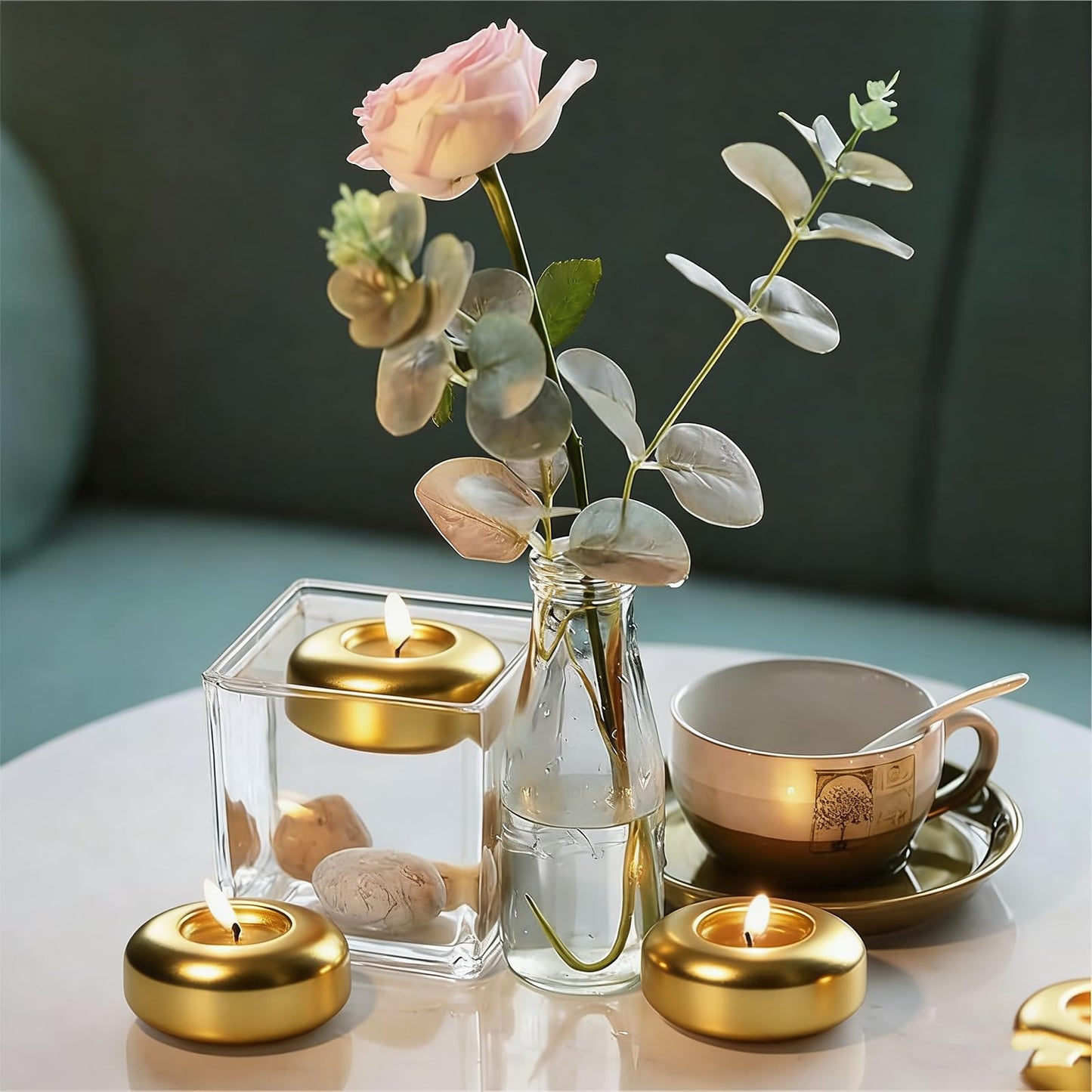 Gold Floating Candles 3 Inch 12 Pack – Paraffin Wax Floating Candle for Weddings, Centerpieces, Parties & Holiday Décor – Elegant, Long Burning & Clean Flame