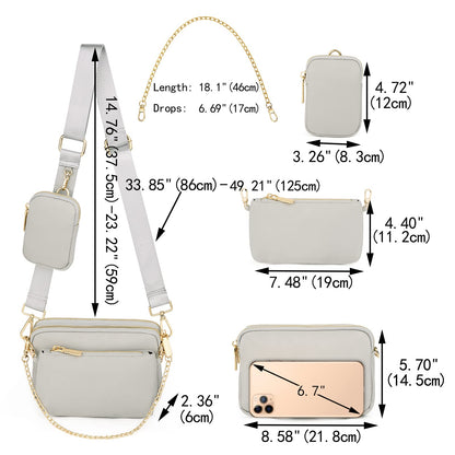 UTO Small Crossbody Bags for Women 3 in 1 Trendy Belt Purse Fashion Designer Mini Cute Sling Fanny Chest Pack