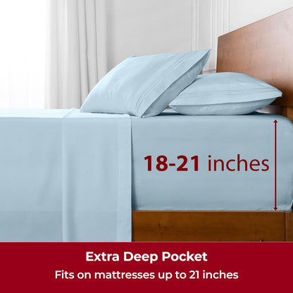 Mellanni Extra Deep King Sheets - Ultra Soft Cooling Bedding - Hotel Luxury, Wrinkle & Stain Resistant (King, Aqua)