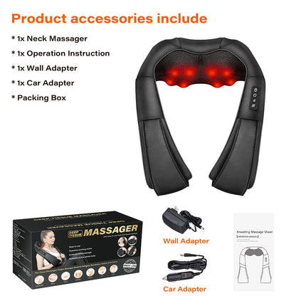 WERTYI Shiatsu Neck Massager, Electric Neck and Back Massager with Heat, 3D Kneading Massage Pillow for Back, Shoulder, Muscle Pain Relief, Office & Home & Car Use, Fits for Parents