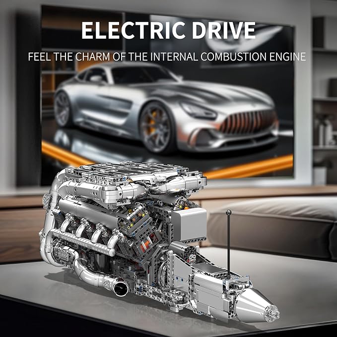 Mould King V8 Twin-Turbo Engine Model Kit That Runs Mini Engines Building Blocks Set for Adults with Battery and Motor Engineering Construction STEM Toy for Teens(2899 PCS)