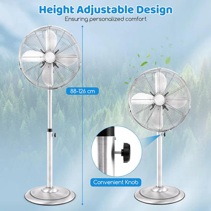 Tangkula 16-Inch Metal Pedestal Fan - Adjustable Height, 3 Speeds & 75° Oscillation for Home & Office