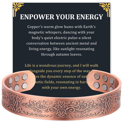 Fashtour Copper Bracelet for Men, 99.99% Pure Copper Bracelet, 18X Enhanced Strength Magnetic with Neodymium Magnets(Tree of Life) (Tree of life)