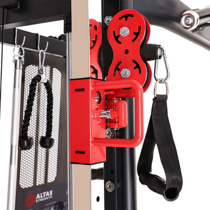Altas Strength Home Gym Equipment Smith Machine with Pulley System Gym Squat Rack Pull Up Bar Upper Body Strength Training Leg Developer Light Commercial Fitness Equipment Included Accessories 3000Y