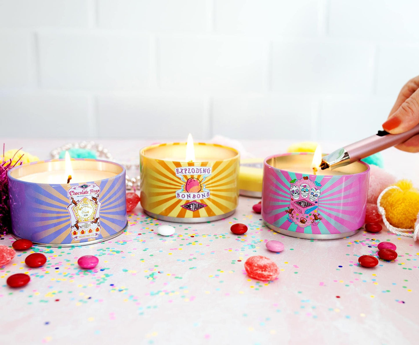 Harry Potter Honeydukes Stacking Tins Of Scented Soy Wax Candles, Set of 3 With Unique Fragrances | 25-Hour Burn Time For Cleansing | Home Decor Housewarming Essentials, Wizarding World Hogwarts Gifts