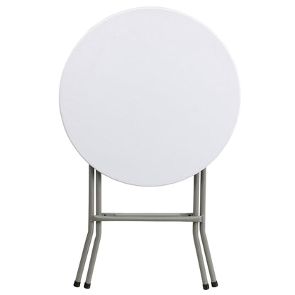 Flash Furniture Elon 2' Round All-Occasion Plastic Folding Event Table, Foldable Portable Banquet Table for Indoor/Outdoor Events, White