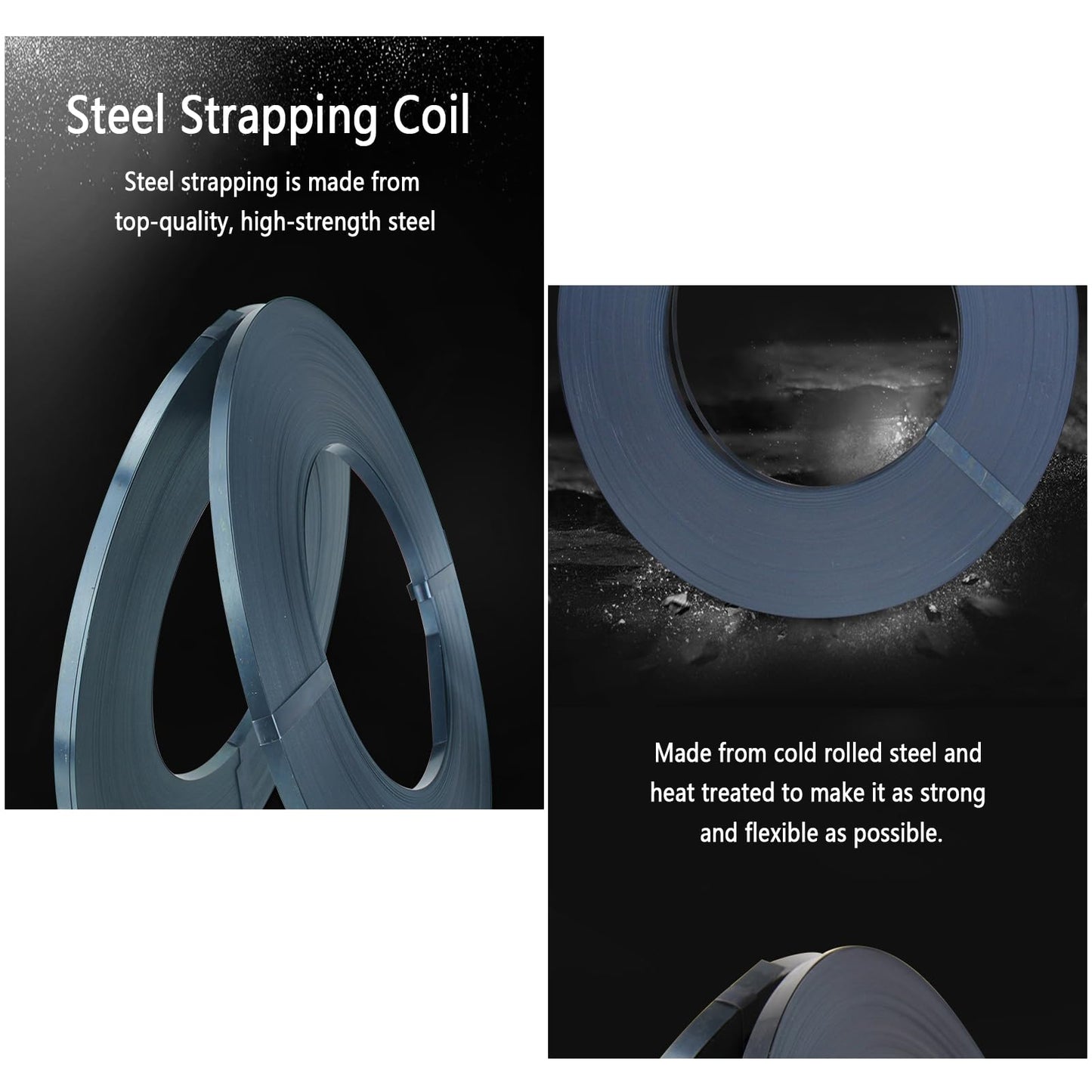 NVOYAJUAN Bluing Steel Strapping Coil 3/4" x .020" x 2150' Metal Banding Strap Break Strength 1800 lbs Heavy Duty Pallet Strapping Roll(2 Roll Single Ply)