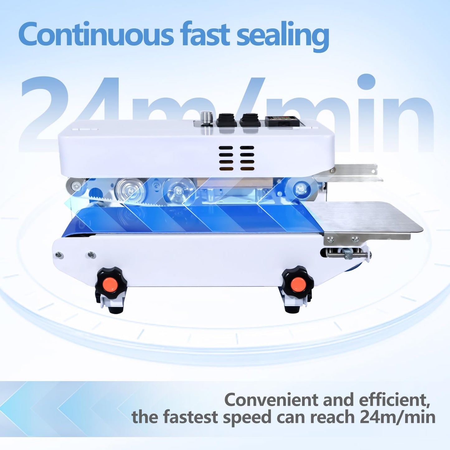 ZHONGMIN Commercial Heat Sealer Machine, Automatic Continuous Bag Band Sealing Machine with Digital Temp Control, Adjustable Speed, Desktop Bag Sealer for Plastic Bags Films (110V/60HZ)(FRC-520)