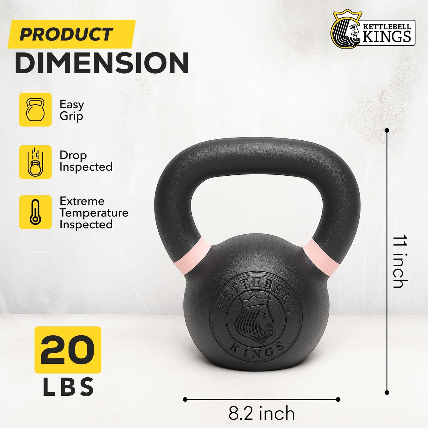 Kettlebell Kings Powder Coated Kettlebell Weights 5-90 LB | Workout Gym Equipment & Strength training sets for Women & Men | Durable Coating for Grip Strength, Rust Prevention