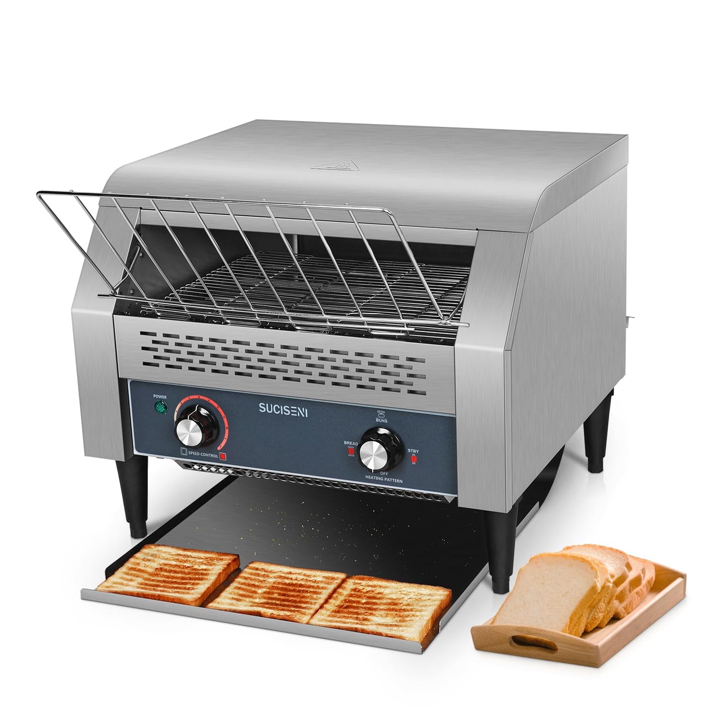 Commercial Conveyor Toaster 450 Slices/Hour Stainless Steel Toaster 2600W Heavy Duty Industrial Toasters Electric Oven with Dual Heating Tube for Bagel Bread Croissant Bakery Restaurant Cafe