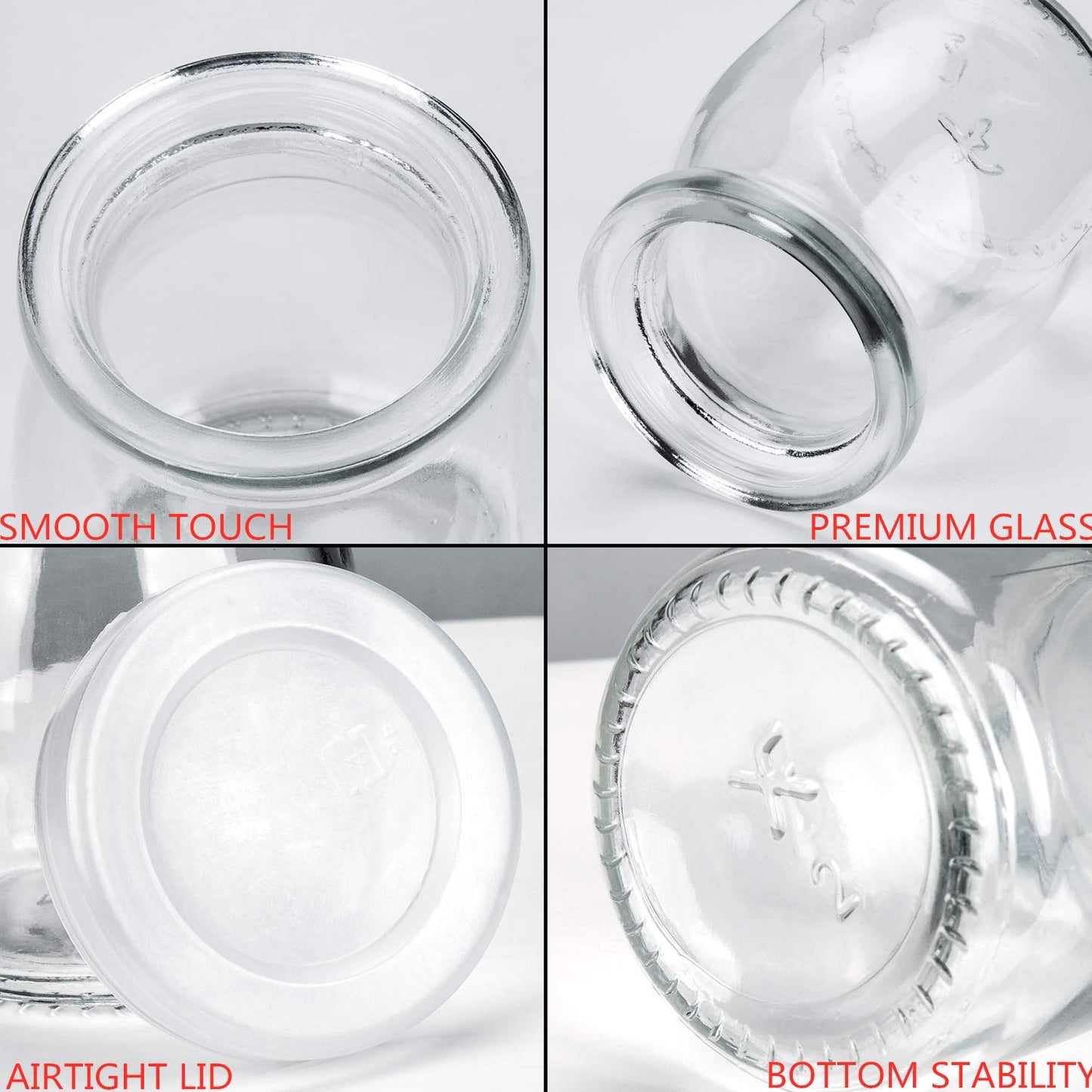 Encheng Glass Yogurt Container With Lids, 7 oz Clear Glass Jars With Lids(PE),Replacement Glass Pudding Yogurt Jars With Twine n Tag For Milk,Jams,Jelly,Mousse,Dishwaresafe 40 Pack