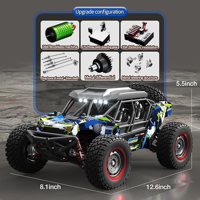 1/16 Brushless Fast RC Desert Car for Adults Top Speed 37mph Electric Off-Road RC Monster Trucks 4X4 Remote Control High Speed RC Car for Sand Land Hobby Toy Gifts SCY-16106PRO (Purple)