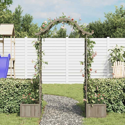 Solid Firwood Garden Pergola with Decorative Inlays and Planter Natural Wood Garden Structure for Outdoor Patio Decor