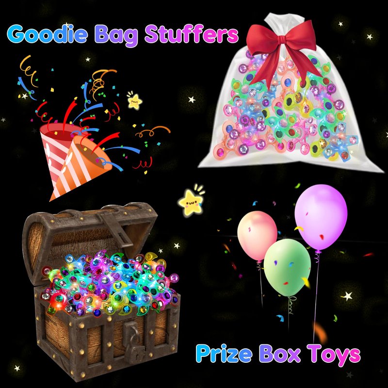 24PCS LED Light Up Fidget Spinner Rings Glow Party Favors Bulk for Kids 4-8 8-12 Summer Goodie Treat Bags Stuffers Pinata Fillers Carnival Prizes Classroom Treasure Box Toys Birthday Return Gifts