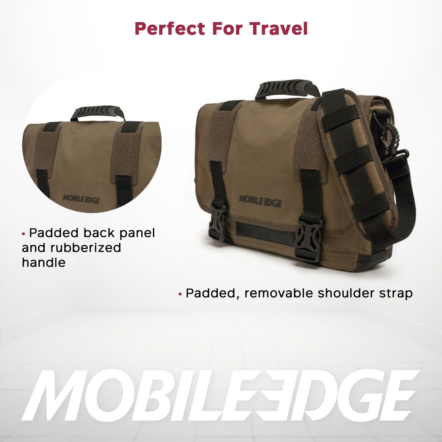 Mobile Edge ECO-Friendly Laptop Messenger Bag for Men and Women, for 14.1" PC and Compatible with MacBook 15", Cotton Canvas, Black