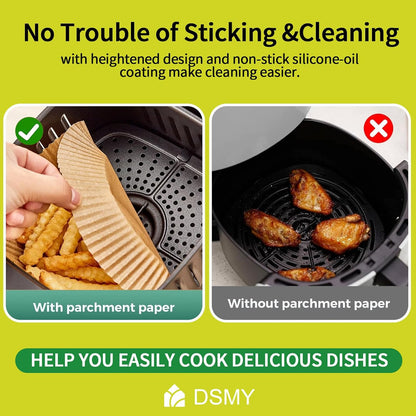 Skiennix Air Fryer Disposable Paper Liners - 200 PCS Non-Stick 8 Inch Square Parchment for 5-8QT Cooking