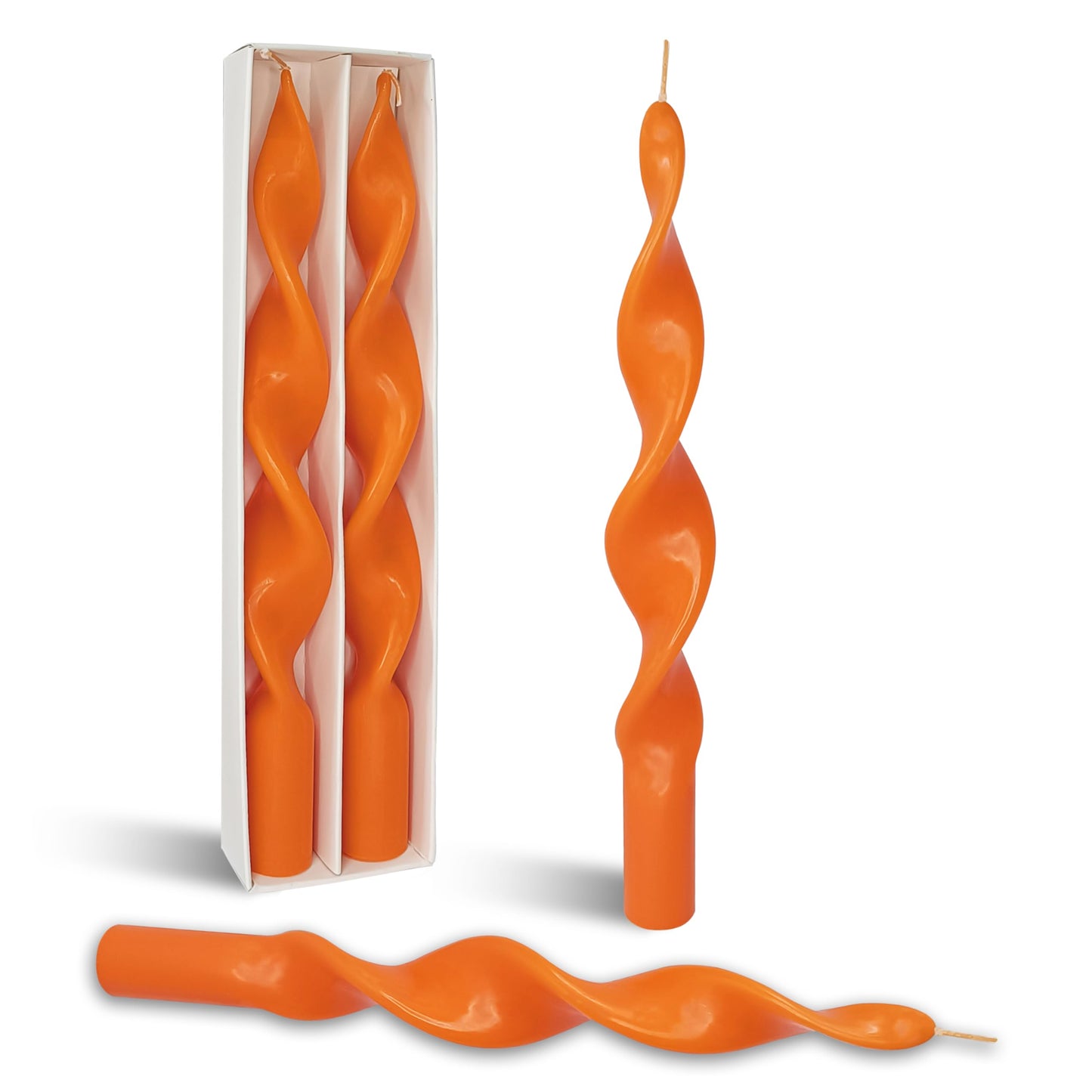 Smokeless Orange Spiral Taper Candle Unscented Taper Candlesticks Handmade 10 Inch Long Twisted Candles for Wedding Home Decor Women Gift
