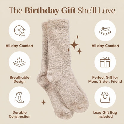 Unboxme Happy Birthday Gifts for Women - Ultra-Luxe Cloud Socks, Cozy Birthday Gift for Her - Super Soft Fuzzy Sleep Socks for Women & Men