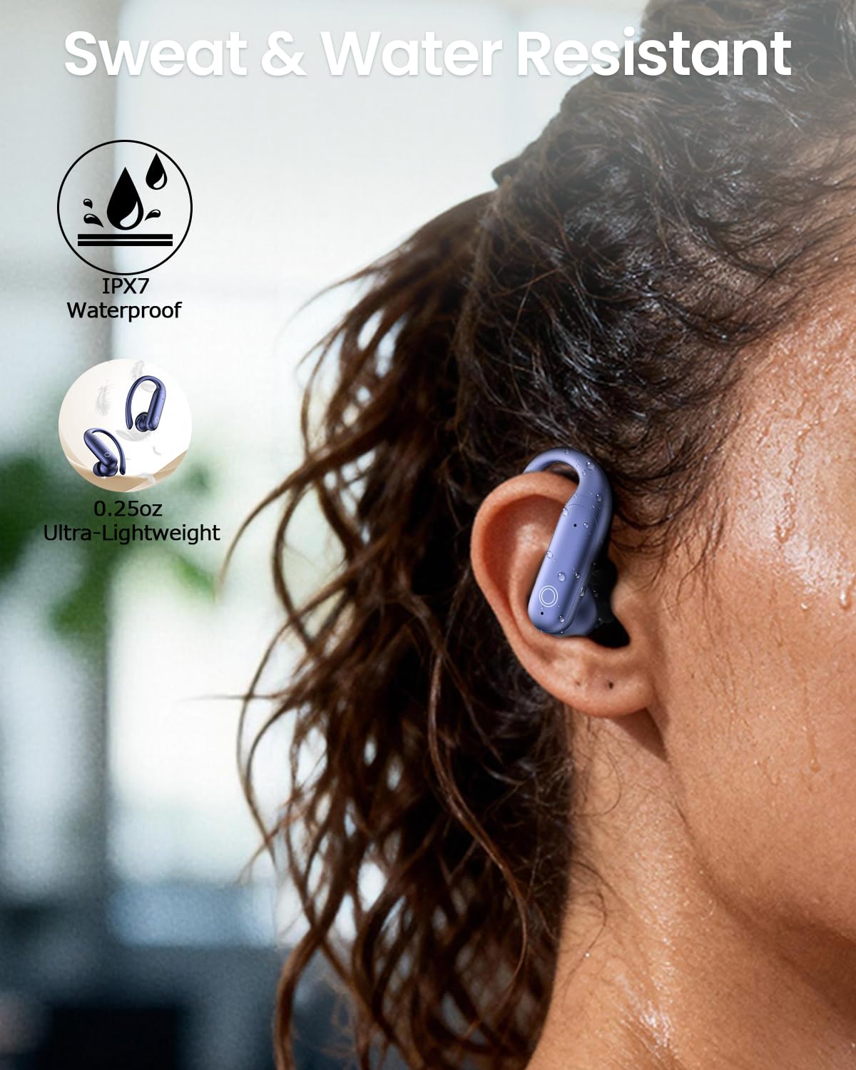LEEMC Wireless Earbuds, Bluetooth Headphones 6.0, Ear Buds with Touch Screen, ANC ENC Noise Cancelling, 40H Bass Stereo Sound Over-Ear Earphones for iOS, Android, Sports, Workout，Darkblue