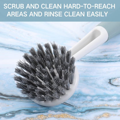 Patelai 6 Pack Kitchen Scrub Dish Brush with Long Handle Dish Scrubber with Stiff Bristles Scrub Brushes for Kitchen Dishes Washing Tools, Pots, Pans and Sink Cleaning (Celadon)