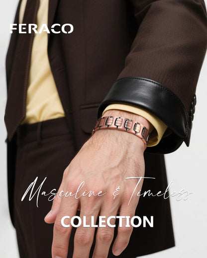 Feraco Copper Bracelet for Men,Magnetic Therapy Cooper Bracelets with 3800 Gauss Magnets, Men's Jewelry for Anniversary Father's Day