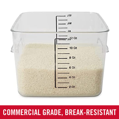 Rubbermaid Commercial Products Space Saving Square Food Storage Container 12 Quart Clear for Kitchen/Sous Vide/Meal Prep
