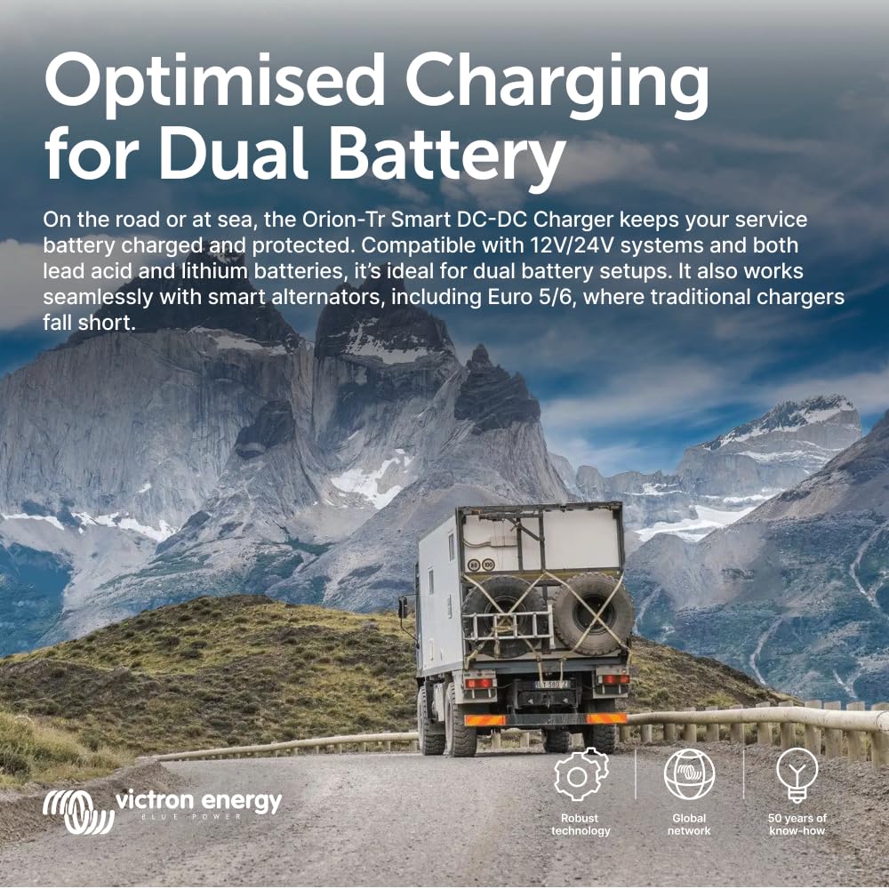 Victron Energy Orion-Tr Smart DC to DC Charger (Bluetooth) - 24/12-Volt 30 amp 360-Watt - Battery Charger for Dual Battery Systems - Non-Isolated
