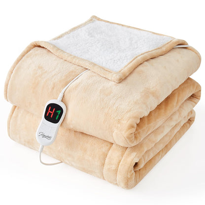 Homemate Electric Heated Blanket Twin - 62"x84" Heating Bed Blankets Throw with 10 Heating Levels 8 Hours Auto Off Fast Heating Over-Heated Protection Ultra Soft Warm Flannel ETL Certified Grey