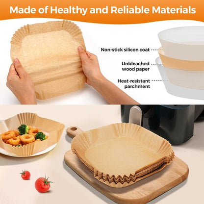 Disposable Air Fryer Paper Liners: 100Pcs 9 In Large Square Non Stick Parchment, Air Fryer Basket Liner for 8Qt - 12Qt Airfryer