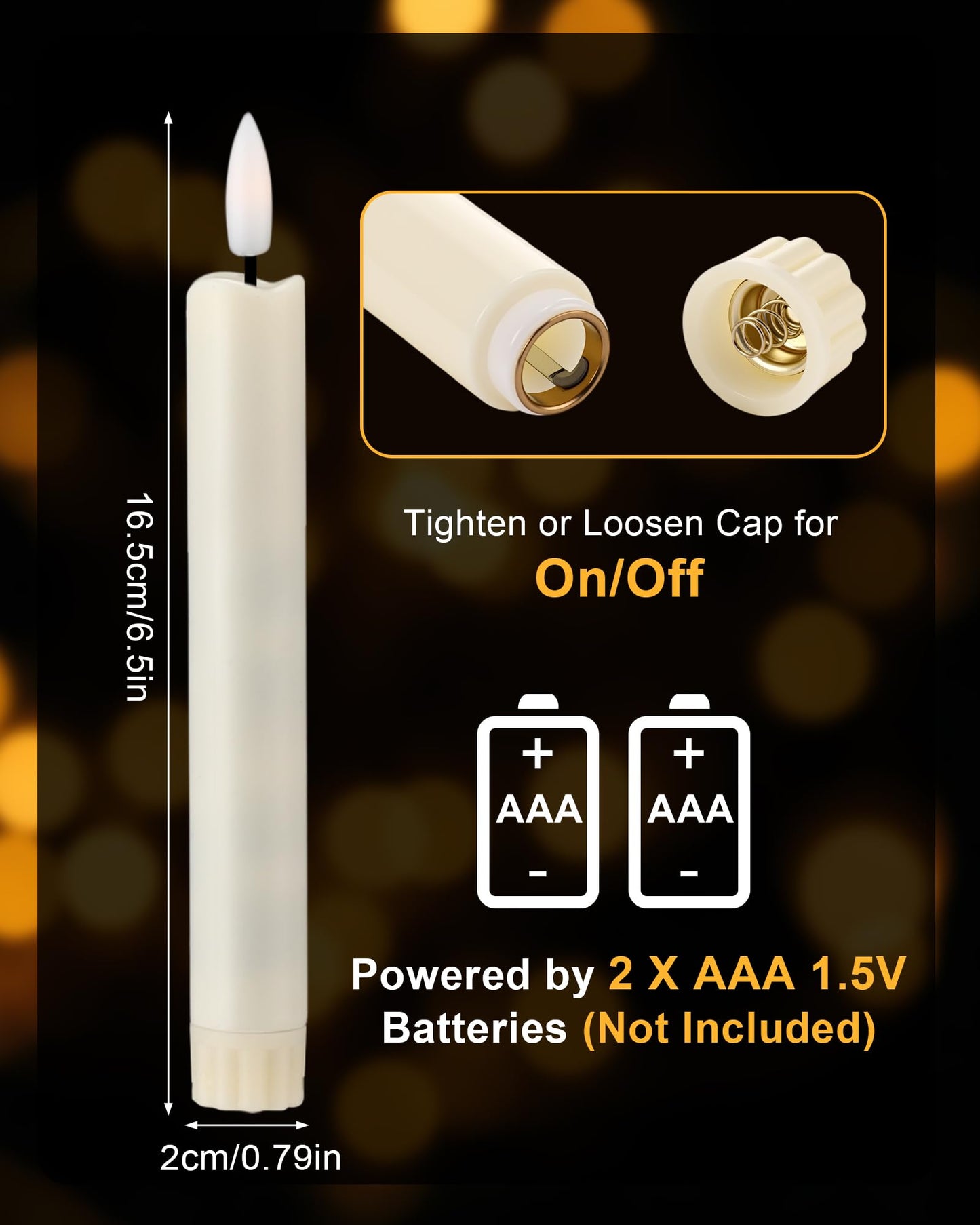 Funtery 24 Pieces 6.5" Flameless LED Taper Candles with Remote Timer Battery Operated Candles Bulk Short LED Candlestick Flickering for Graduation Father's Day Wedding Party Decor(Ivory,Classic Style)