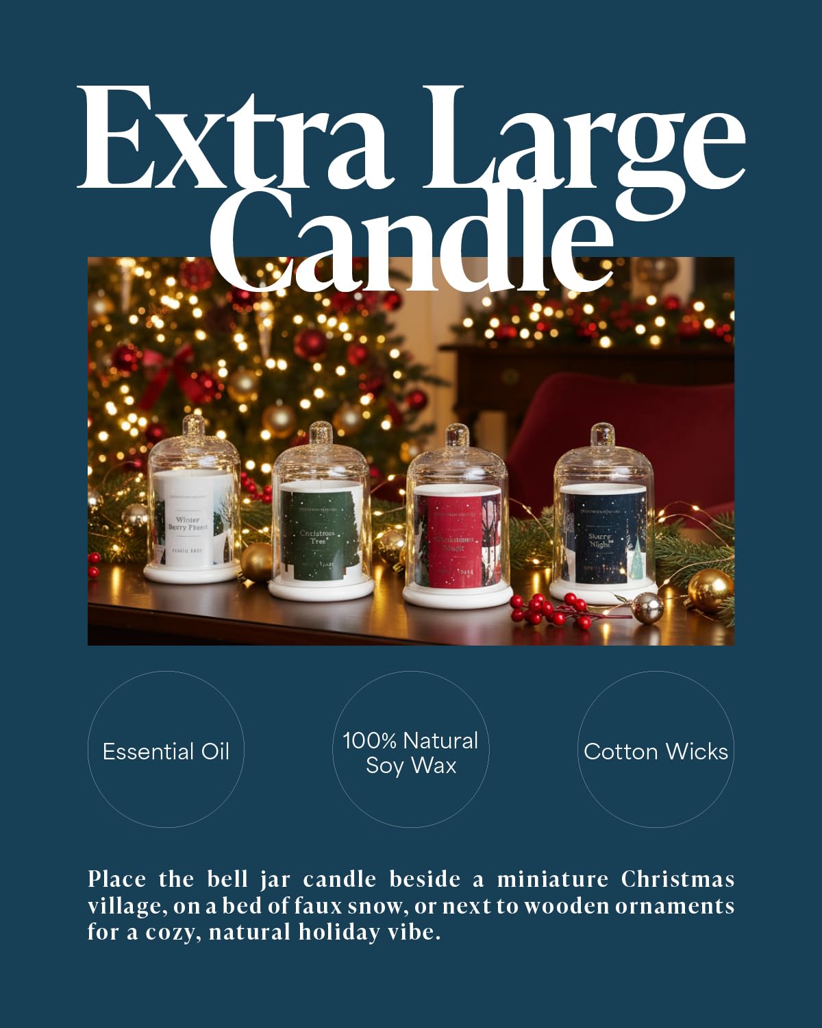 Starry Night Scented Candle, 10oz Natural Soy Wax Clear Bell Jar, 60H Long-Lasting Clean Burn Non Toxic Aromatherapy Candle for Home, Gifts for Women, Family, Holiday