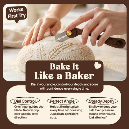 RICCLE Goose Bread Lame for Sourdough Bread, Walnut Wood Bread Scoring Tool with 15 Replacement Blades, Magnetic Safety Guard and Finger Sleeves for Artisan Baking