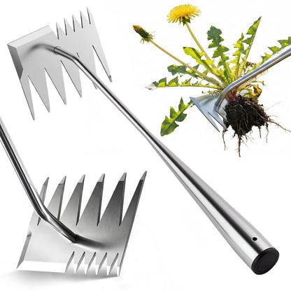 LOOHOI Weed Puller Tool, Manual Weeder with Deep Root Removal, Heavy Duty 304 Stainless Steel Weed Remover for Garden, Faster Than Step Weeders
