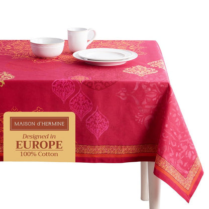 Maison d' Hermine Table Cloth Rectangle Table 100% Cotton 60 x 90 Inches Fall Tablecloth Reusable Everyday Use for Thanksgiving Christmas Decorations Dining Farmhouse Party (Versailles)