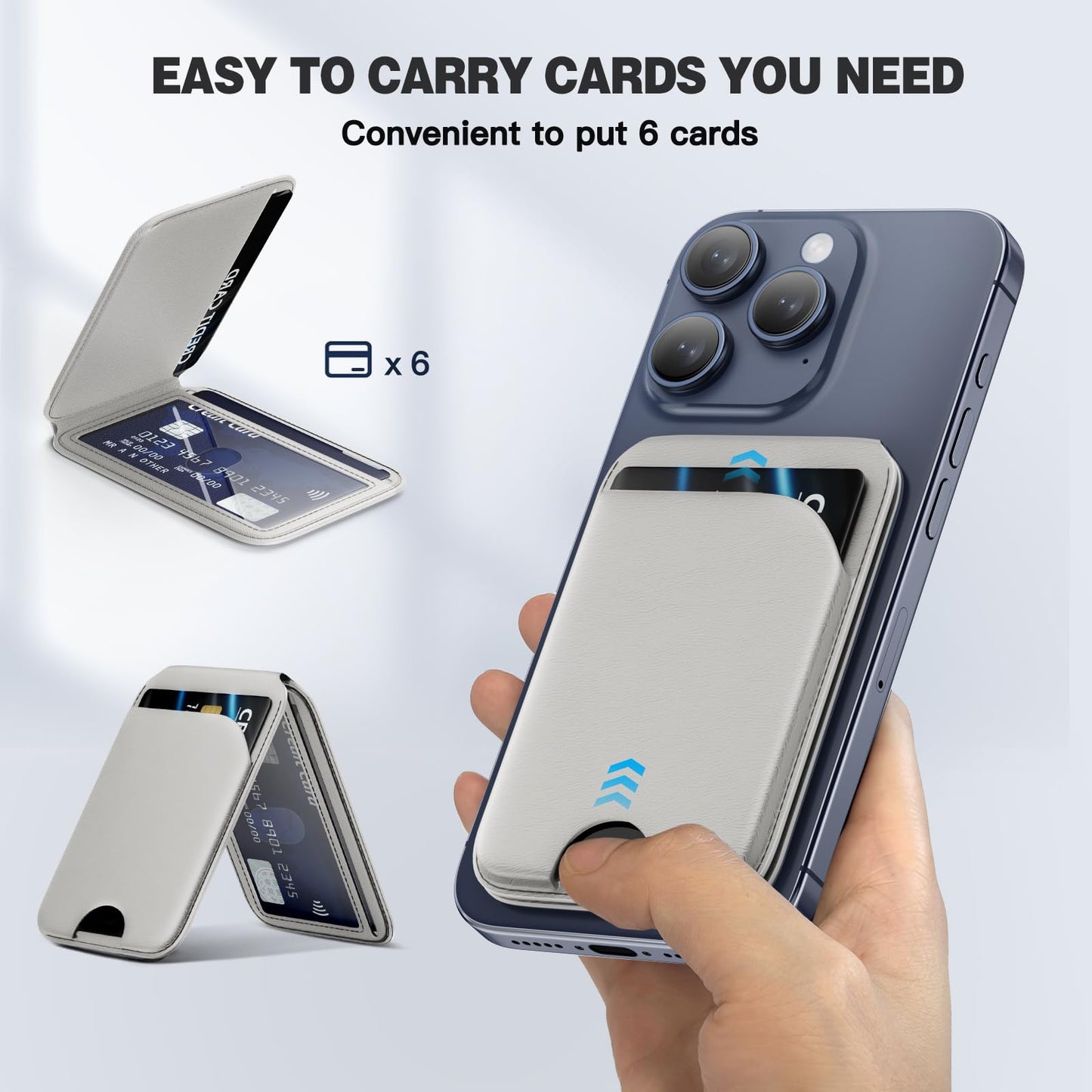 Mag-Safe Wallet Magnetic Wallet for Phone Lightweight Magnetic Phone Pouch Stand Adjustable Leather Mag-Safe Card Holder for iPhone 17/16/15/14/13/12 Series, Not for iPhone 13/12 Mini (Black)