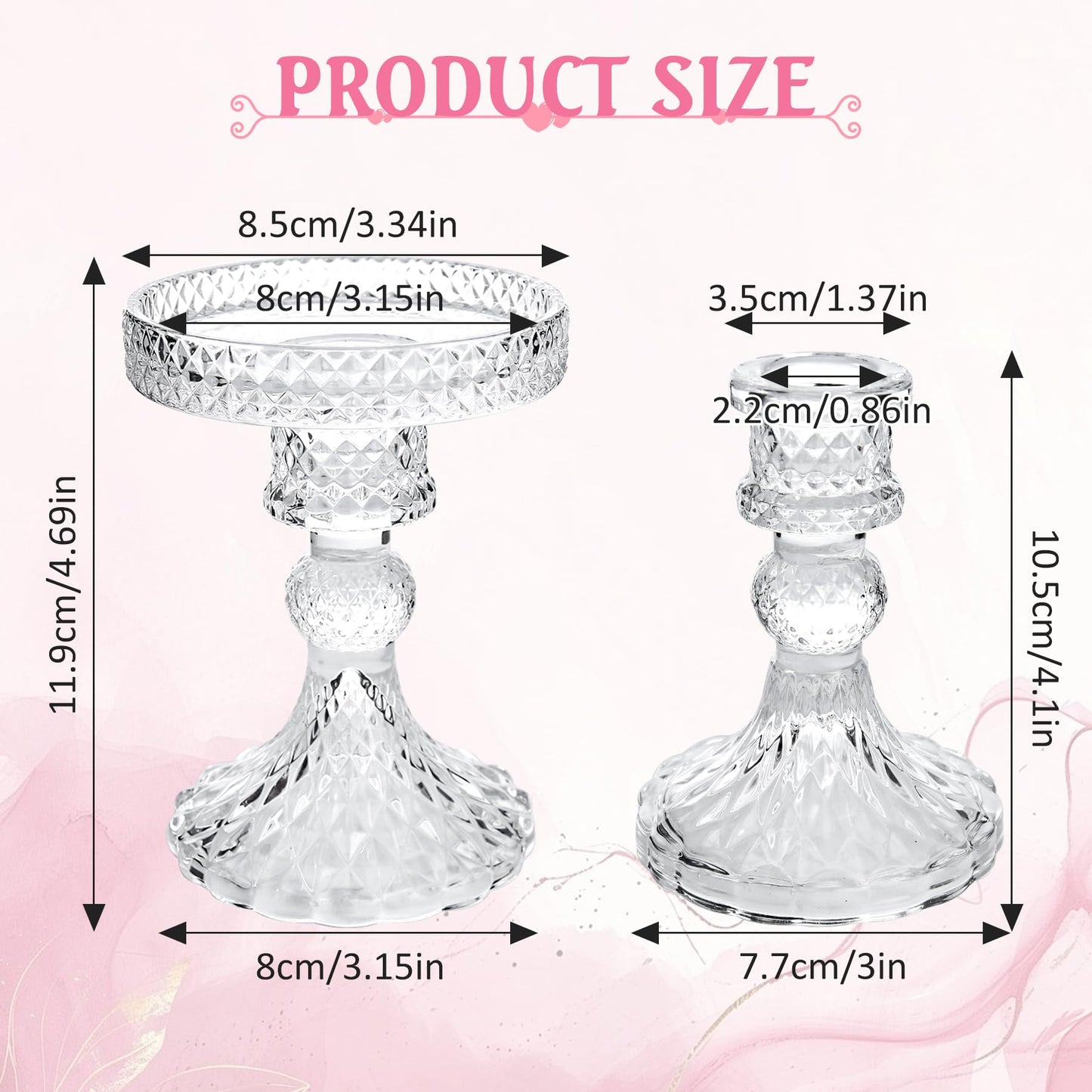 Unity Candle Holder - Glass Candle Holders for Pillar Candles Taper Candles, Glass Candlestick Holders Set of 3, Decorative Clear Glass Candlestick Holder for Wedding Table Dinning Church Centerpiece