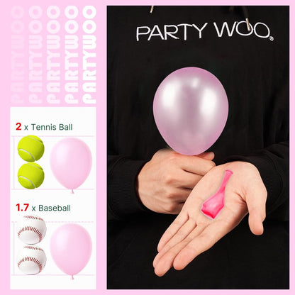 PartyWoo Pearl Pink Balloons 100pcs 5 Inch Light Pastel Baby Pale Pink Latex Balloons for Girl Baby Shower Gender Reveal Bachelorette Wedding Princess Birthday Butterfly Party Decorations Pink-Z29