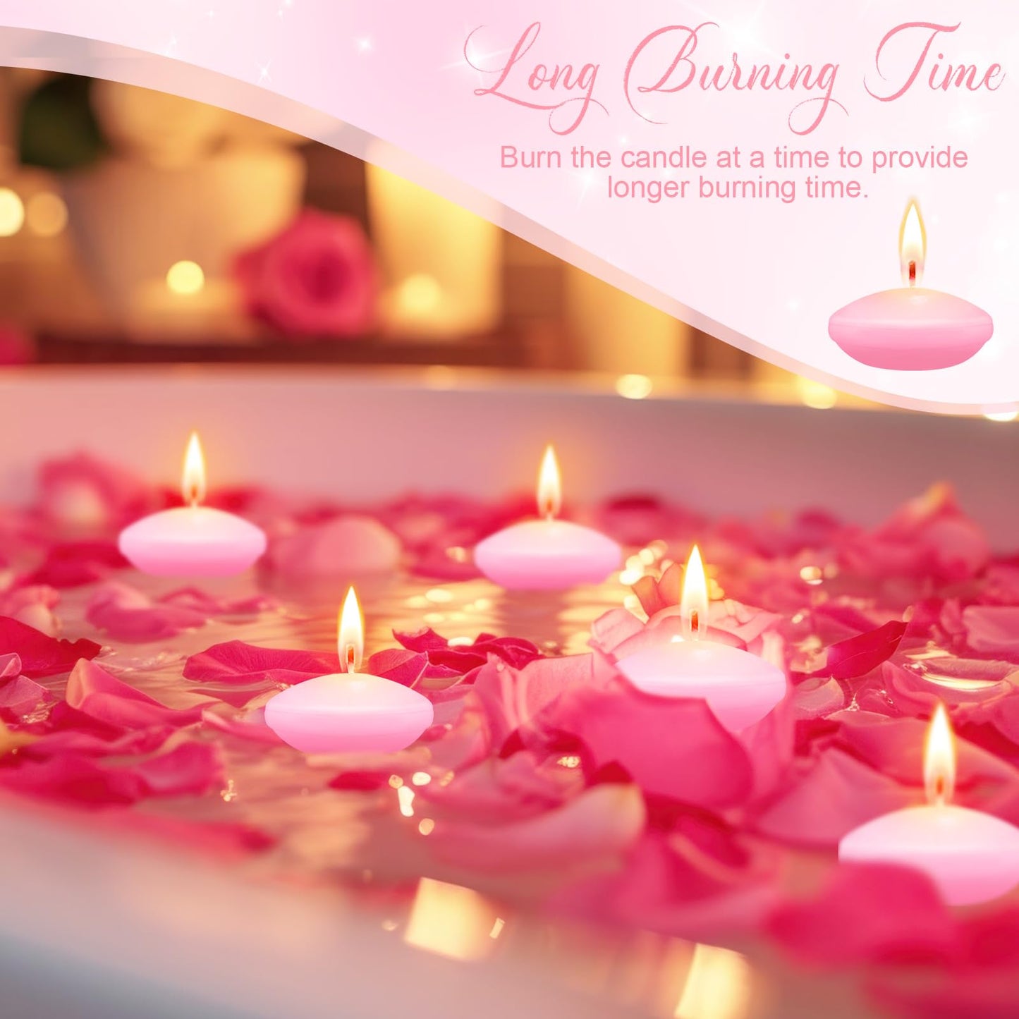 Nuanchu 30 Pcs Pink Floating Candles Centerpieces Bulk 1.5 Inch Small Unscented Votive Floating Candles Decoration for Birthday Wedding Party Anniversary Holiday Party Gifts Home Pool Decor